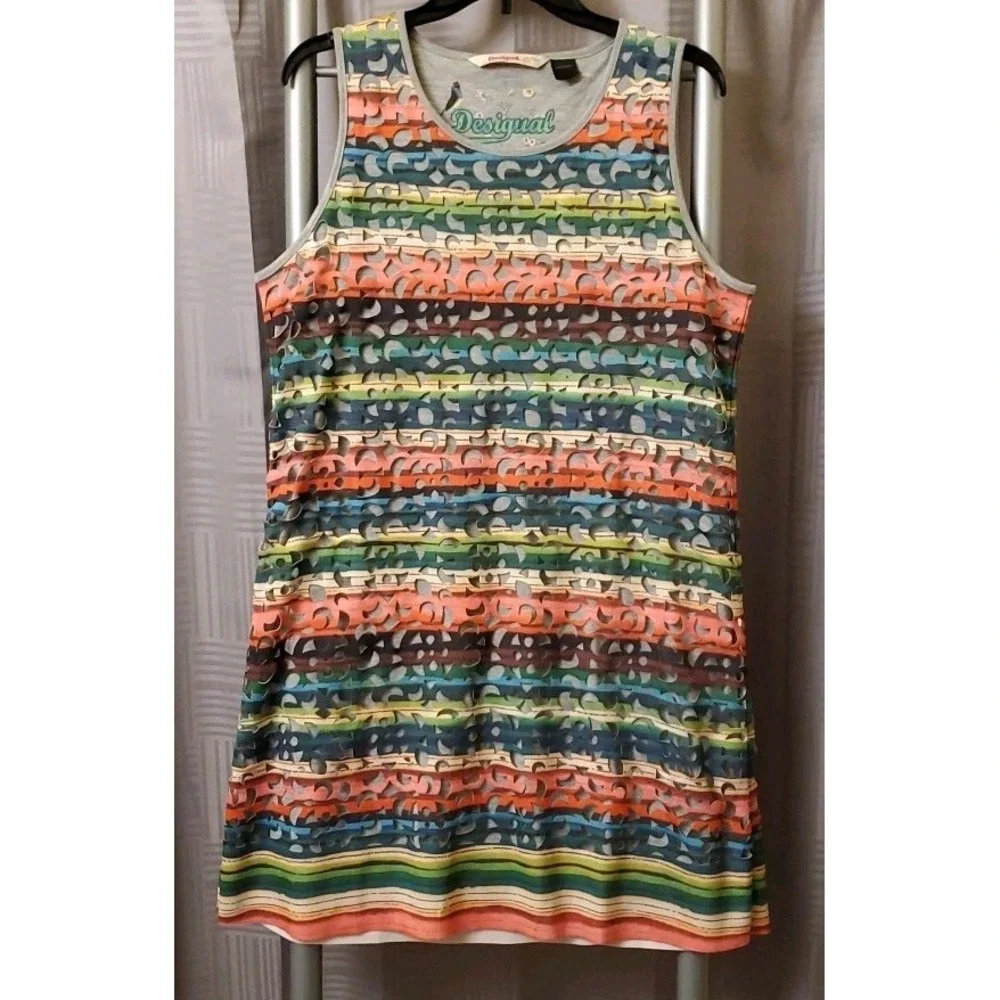 Desigual Designer‎ Multi-color Sleeveless Abstract Dress size XL